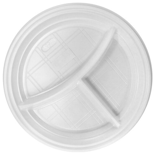 фото Комус тарелки одноразовые пластиковые эконом, 20.5 см, 100 шт., белый