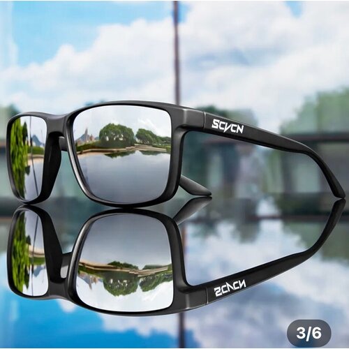 фото Солнцезащитные очки , шестиугольные, зеркальные, поляризационные, устойчивые к появлению царапин, с защитой от уф scvcn