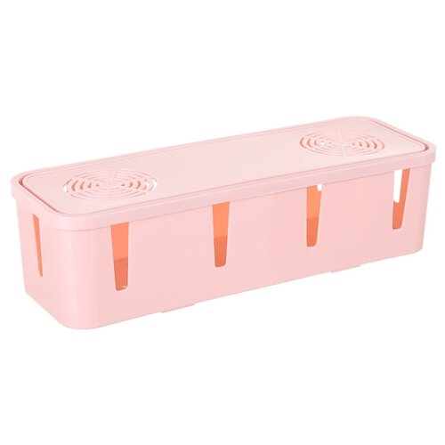 фото Короб органайзер для хранения проводов, бокс для проводов, цвет розовый, 26,5х9,5х7 см, blonder home bh-box1-03