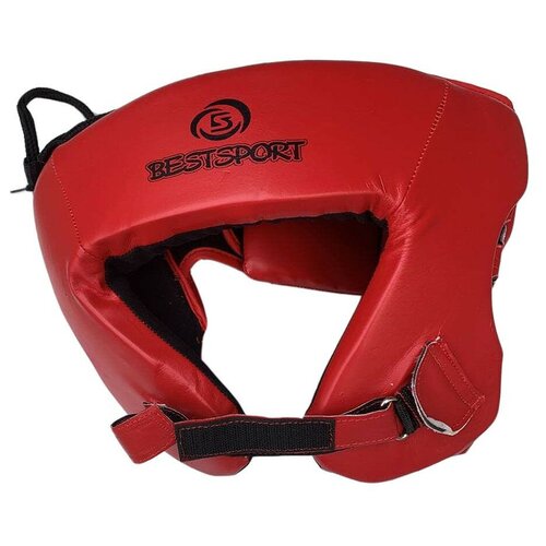 фото Шлем боксерский боевой с открытым верхом best sport bs-бш1 pu, красный, р. m