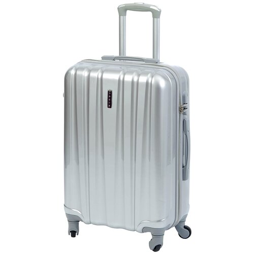 фото Дорожный чемодан легкий средний на 4 колесах tevin, металлик, размер m+, 78 л