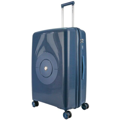 фото Умный чемодан ambassador, полипропилен, увеличение объема, рифленая поверхность, опорные ножки на боковой стенке, износостойкий, 135 л, размер l+, голубой, синий