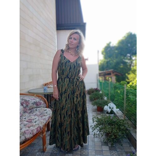 фото Сарафан yolka_dress, вискоза, оверсайз, макси, открытая спина, карманы, размер единый, фиолетовый