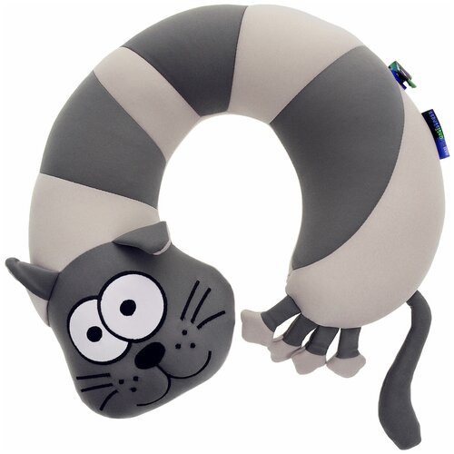 фото Подушка для шеи maxitoys кот, серый