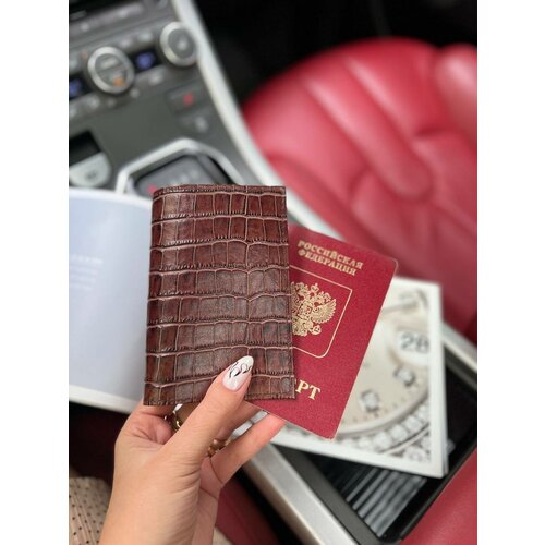 фото Обложка для паспорта , натуральная кожа, коричневый мариго