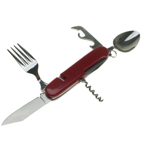 фото Нож скл. туристический kt-512 camping knife red, 6 предметов, сталь 440с north man