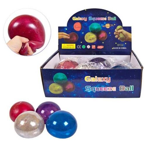 фото Игрушка- антистресс. мяч с глиттером, 10 см. 6 шт в ассорт junfa toys