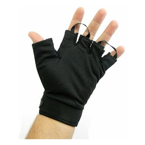 фото Перчатки туристические "следопыт", черные, без пальцев, размер xl