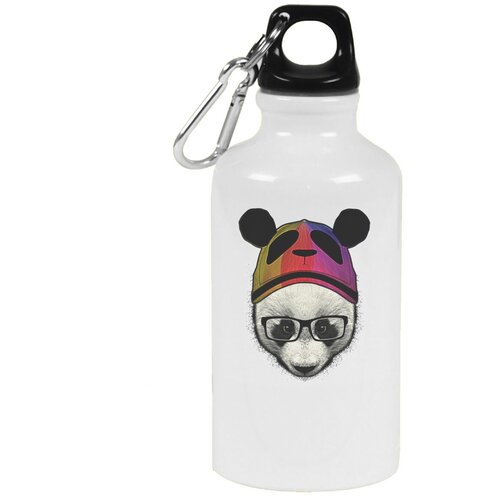 фото Бутылка с карабином coolpodarok панда в шапке с пандой