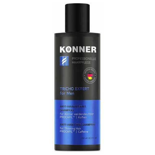 фото Konner шампунь для волос tricho expert мужской, защита от выпадения, с кофеином и пантенолом, 250 мл