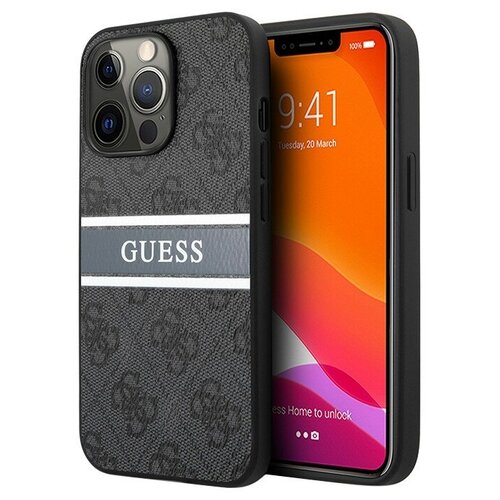 фото Guess чехол guess 4g stripe printed logo hard для iphone 13 pro max, серый