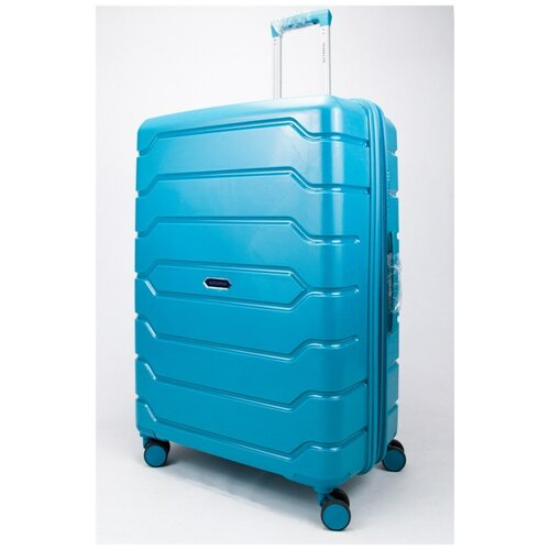 фото Mironpan чемодан большой pp (ромб. полосы) с расширением бирюзовый xl большой бирюзовый sweetbags