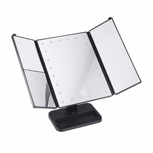 фото Косметическое раскладное зеркало с подсветкой large led mirror 22l, черное онлайн-шоп