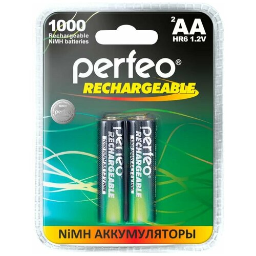 фото Perfeo aa1000mah/2bl аккумулятор пластик