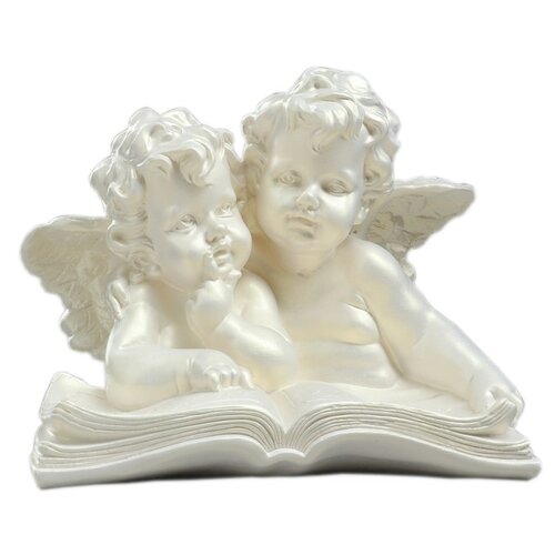 фото Статуэтка"ангелы пара с книгой" перламутровая, 22 см premium gips 1549803 .