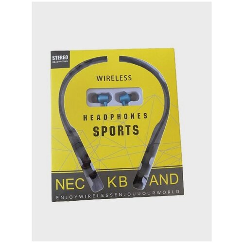 фото Беспроводные наушники wireless sport headphones neckband blue нет бренда 