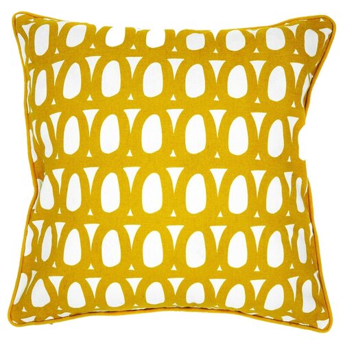 фото Чехол для подушки с принтом twirl горчичного цвета и декоративной окантовкой cuts&pieces, 45х45 см tkano