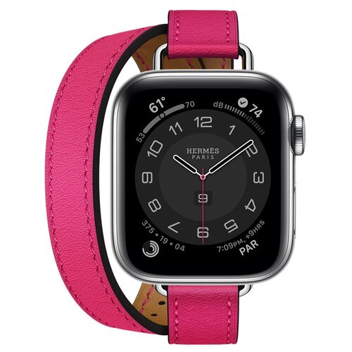 фото Часы apple watch hermès series 6 gps + cellular 40mm silver stainless steel case with attelage double tour, серебристый/rose mexico