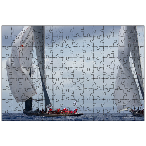 фото Магнитный пазл 27x18см."парусная яхта, лодки, соревнование" на холодильник lotsprints