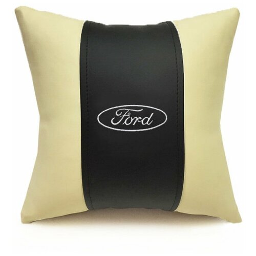 фото Подушка декоративная auto premium "ford", цвет: черный, бежевый