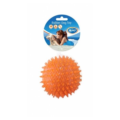 фото Игрушка для собак резиновая duvo+ "мяч игольчатый", оранжевая, 12см (бельгия)
