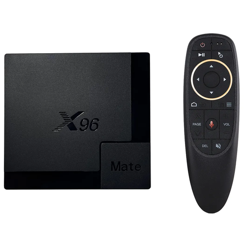 фото Комплект: смарт тв приставка x96 mate android 10 4/64 гб allwinner h616 quad- core uhd 4k пульт c голосовым управлением g10 air mouse