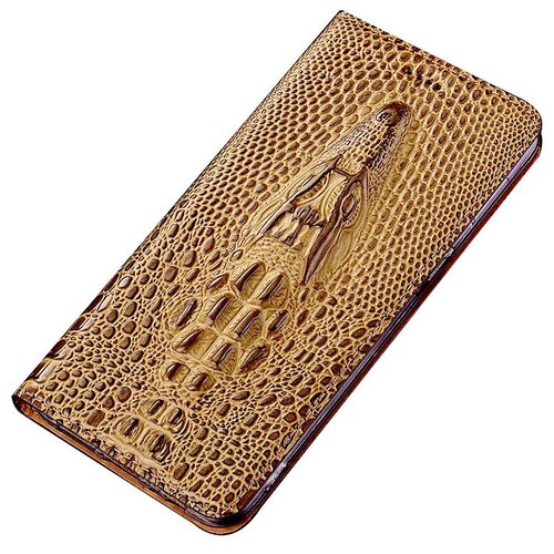 фото Чехол-книжка mypads premium для microsoft nokia lumia 535 из натуральной кожи с объёмным 3d рельефом головы кожи крокодила роскошный эксклюзивный светло-коричневый
