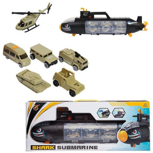 фото Игровой набор junfa подводная лодка с 5 военными машинками и вертолетом junfa toys