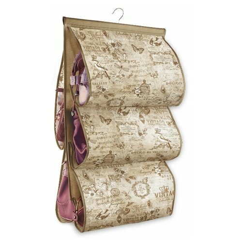 фото Кофр подвесной для хранения сумок, с вешалкой, 5 карманов, 42*72см, vintage valiant