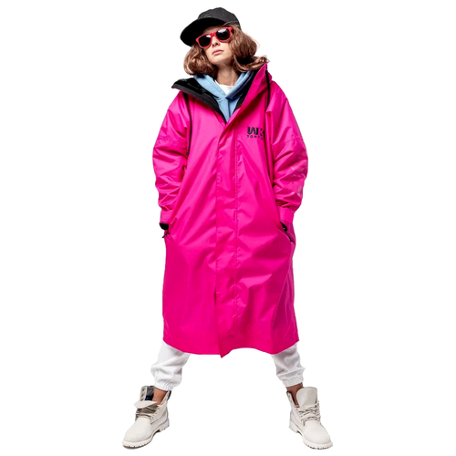 фото Парка wks, оверсайз, манжеты, герметичные швы, подкладка, карманы, быстросохнущая, внутренний карман, капюшон, ветрозащитная, размер xs, розовый, черный