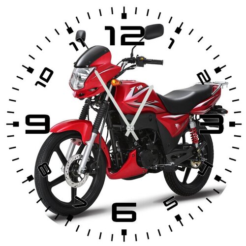 фото Svs настенные часы svs 3001782 черно-красный мотоцикл