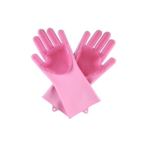 фото Многофункциональные силиконовые перчатки magic brush (розовые) style home