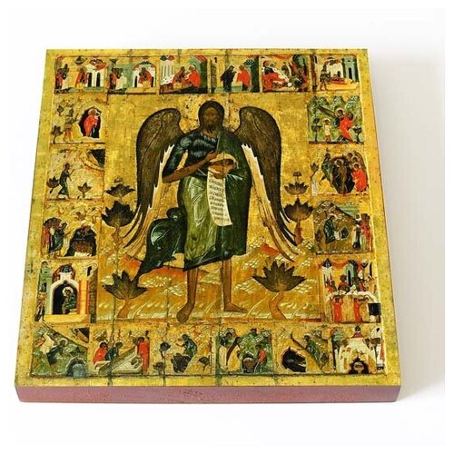 фото Святой иоанн предтеча ангел пустыни с житием, доска 14,5*16,5 см соборъная лавка