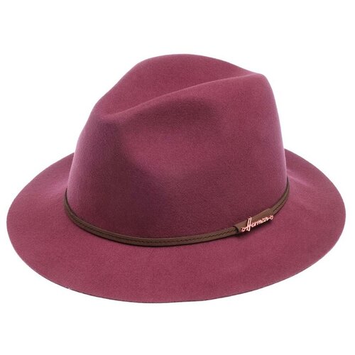 фото Шляпа федора herman, демисезон/зима, шерсть, утепленная, размер 55, розовый