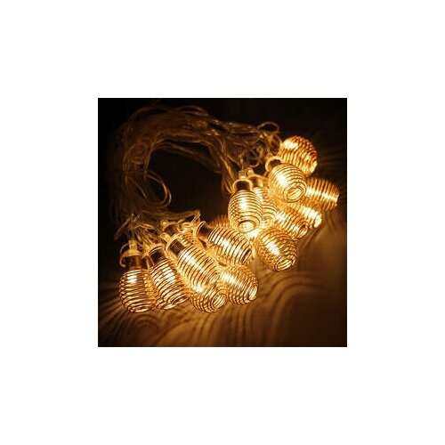 фото Праздничная новогодняя гирлянда светящийся фонарик пружина. золотой цвет qvatra