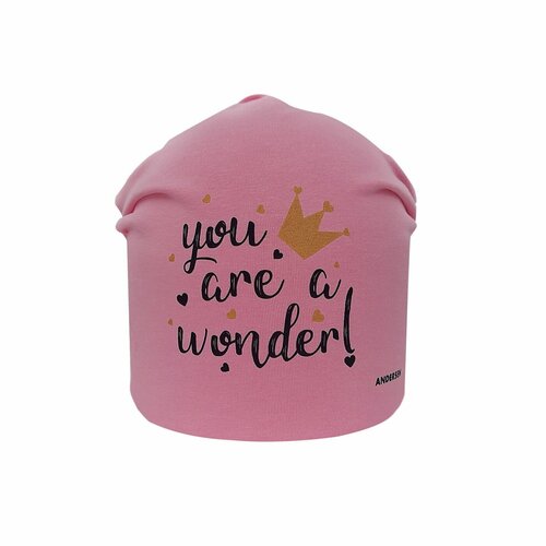 фото Шапка бини андерсен, размер 48-50, розовый