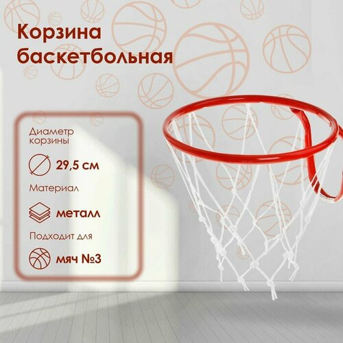 фото Корзина баскетбольная sima-land №3, d 295 мм, с сеткой (895271) сима-ленд