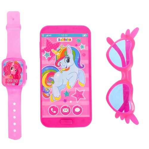 фото Набор игровой телефон, очки, часы "волшебный мир пони" розовый №sl-01215 3099175 школа талантов