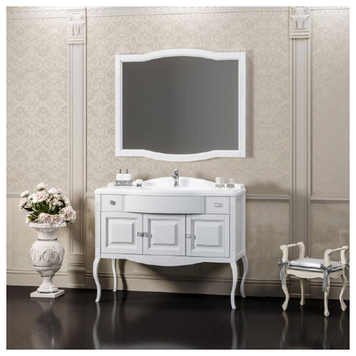 фото Мебель для ванной opadiris лаура 100 белая матовая, с раковиной из литьевого мрамора (тумба с раковиной + зеркало)