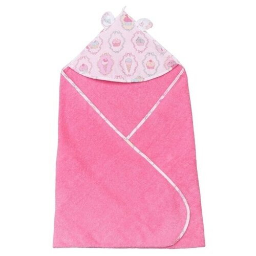 фото Amarobaby полотенце детское с уголком cute love пироженки банное 90х90 см розовый