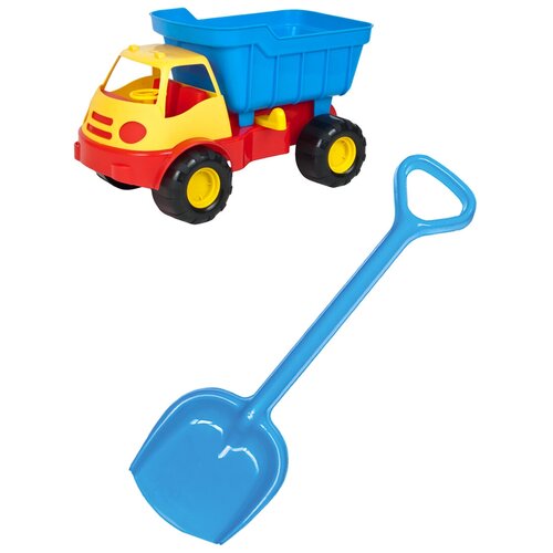 фото Детский игровой набор для песочницы: автомобиль самосвал active + лопатка 50 см синяя, zebra toys karolina toys