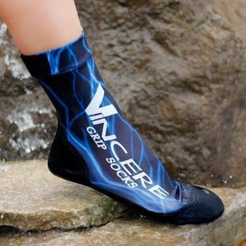 фото (xl) vincere grip socks blue lightning носки для пляжного волейбола (липкий лого) черный/синий
