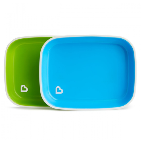 фото Munchkin набор детских цветных тарелок splash™ 2шт. 6+ голубая зеленая