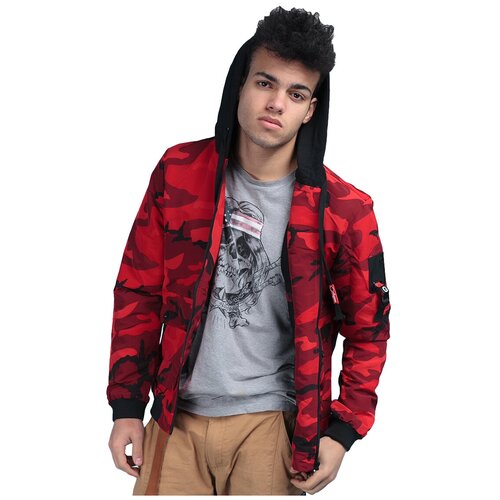 фото Мужская куртка с капюшоном, демисезонная, красный, размер l moav,moav