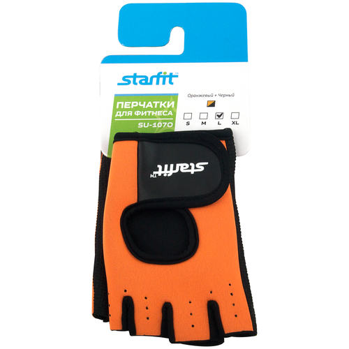 фото Перчатки для фитнеса starfit su-107, оранжевый/черный, xl