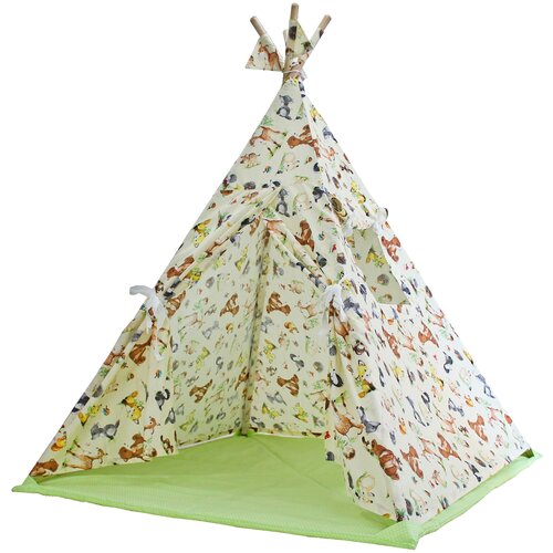 фото Палатка доммой стандартный с ковриком, лесные звери