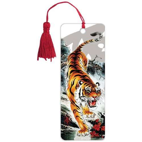 фото Закладка для книг 3d, brauberg, объемная, "бенгальский тигр", с декоративным шнурком-завязкой, 125755