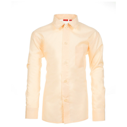 фото Школьная рубашка imperator, прямой силуэт, на пуговицах, длинный рукав, размер 110-116, оранжевый