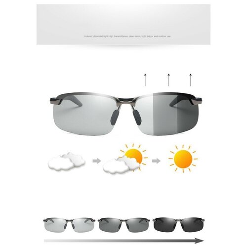 фото Фотохромные поляризованные обесцвеченные солнцезащитные очки grand price без оправы для дневного и ночного вождения - черные