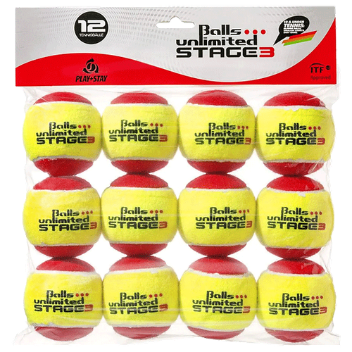 фото Теннисный мяч balls unlimited stage 3, набор мячей 12 штук, красный (уровень 3)